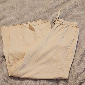 Aerie Tan Wide Leg Pants with Elastic Waistband